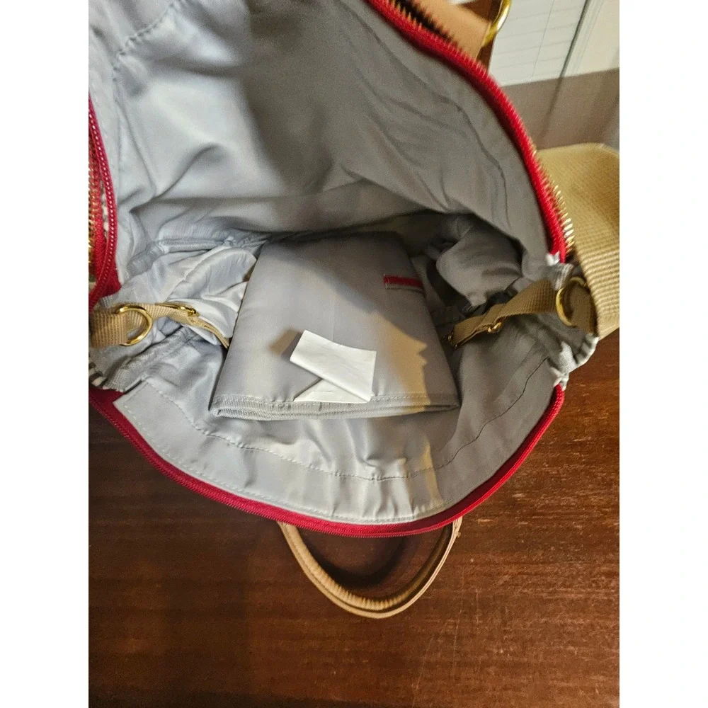 Skip Hop Duo Signature Diaper Bag Grey White Stripe Canvas Tote
